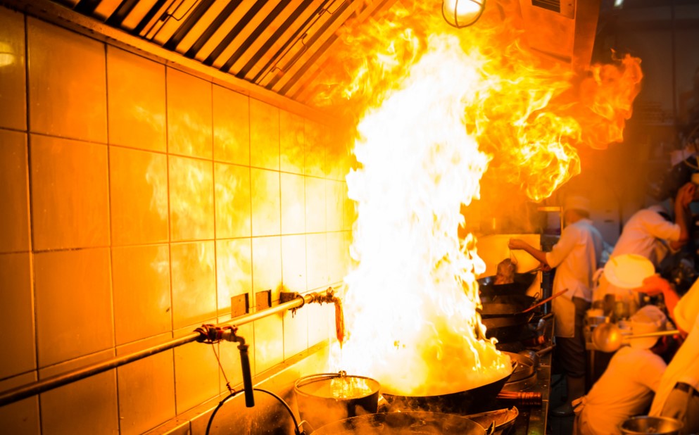 huge fire in kitchen