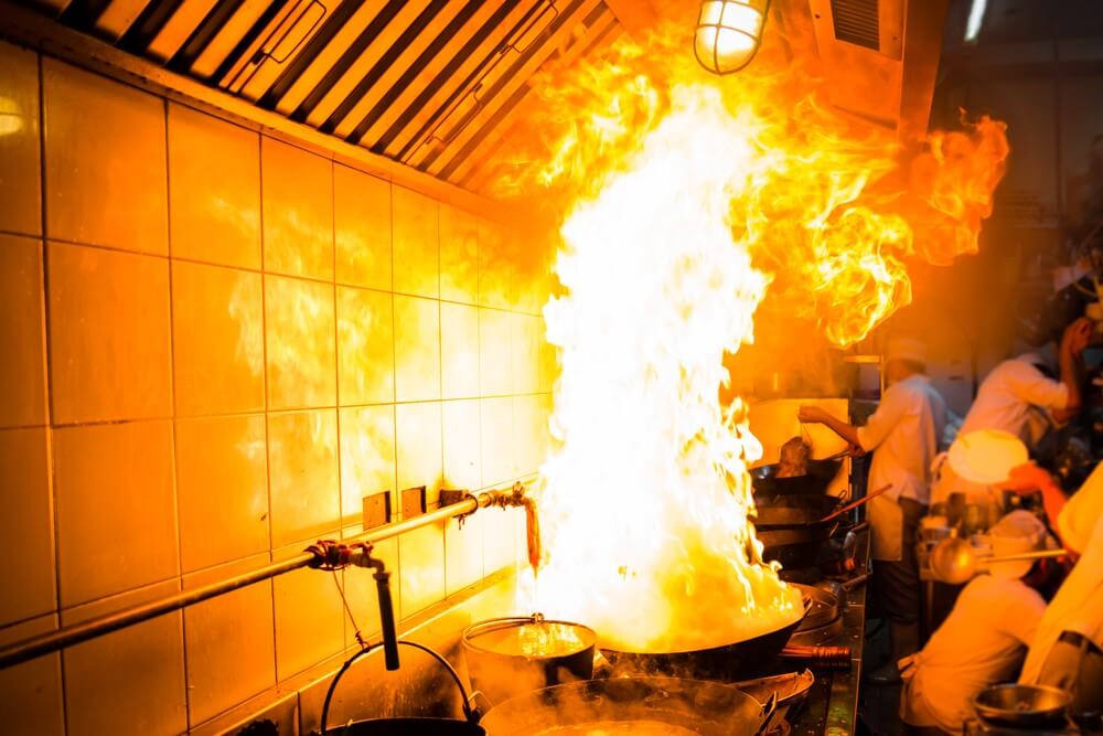 fire gas burn cooking on iron