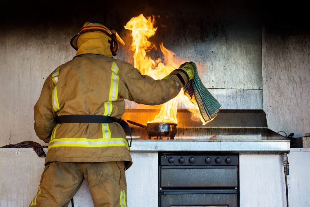 kitchen fire being