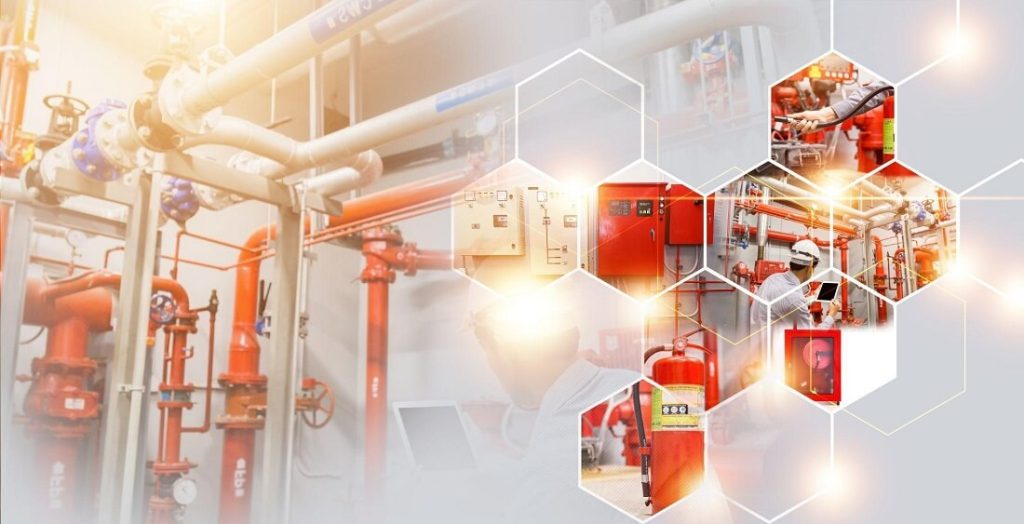 stylized image of a fire extinguishing system