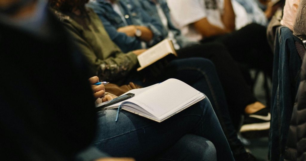 Staff attending fire safety meeting