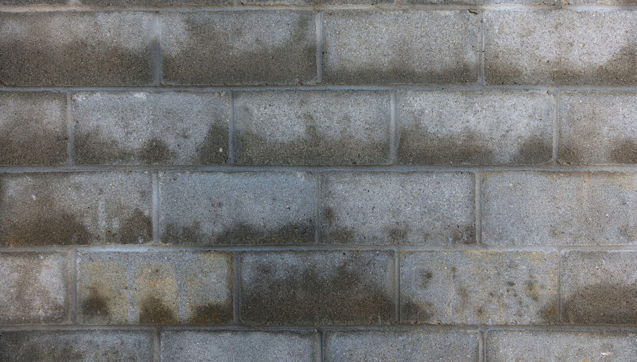 Concrete wall with water damage